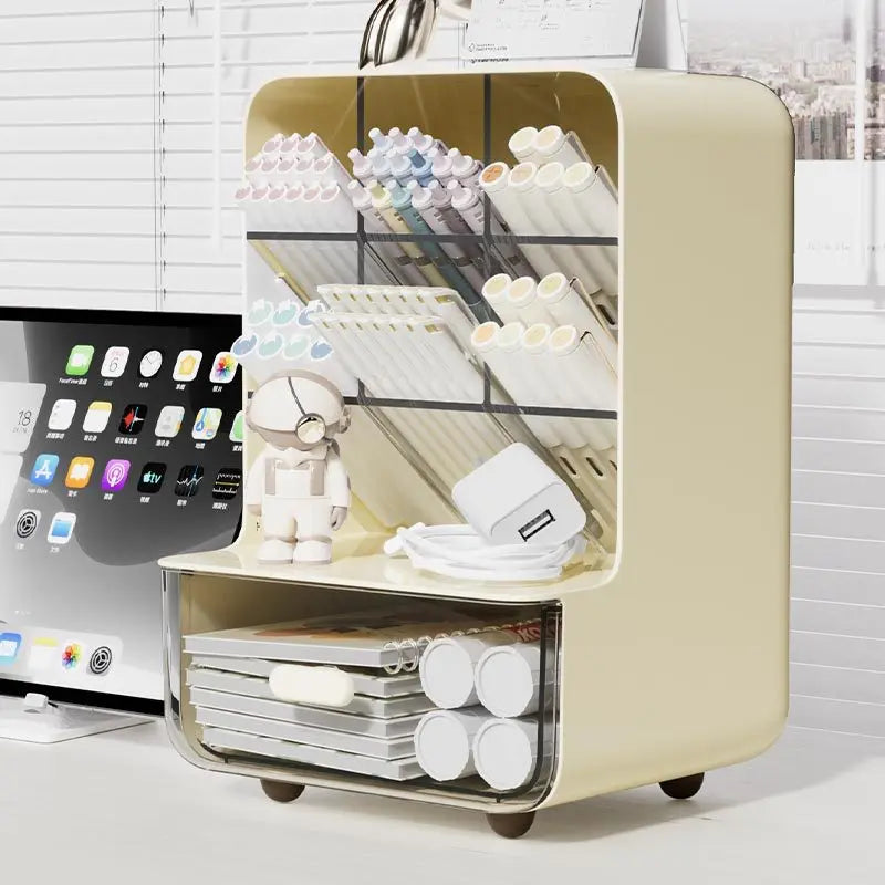 Angle Insertion Desk Pen Holder, Desktop Storage Box for Office Supplies & Cosmetics, Multifunctional Organizer Rack