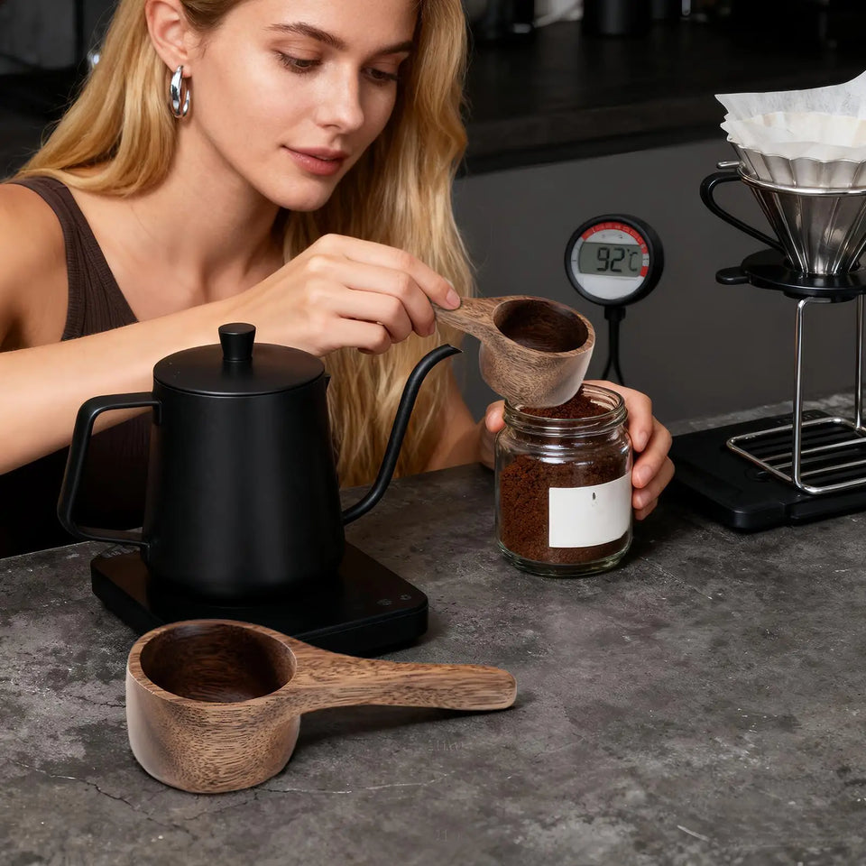 Wooden Coffee Scoop 42ml Measuring Spoon Multipurpose Kitchen Tool Utensil For Sugar Tea Flour Bean Protein Powder Cafe Supplies