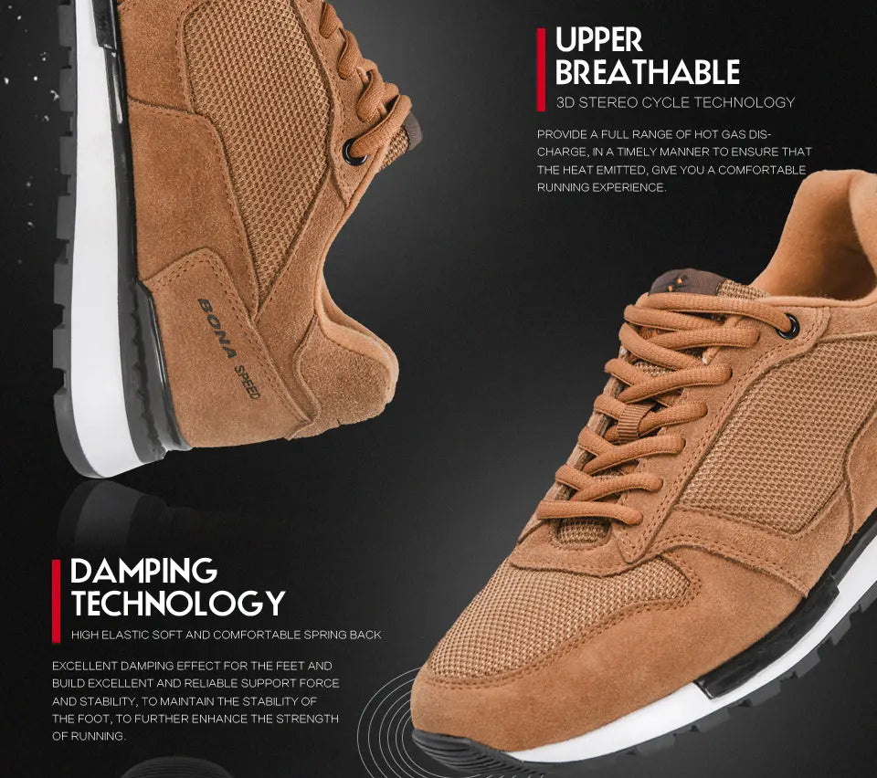 BONA 2022 New Designers Suede Casual Shoes Men Sneakers Outdoor Walking Shoes Man Comfortable Shoes Walking Footwear Mansculino