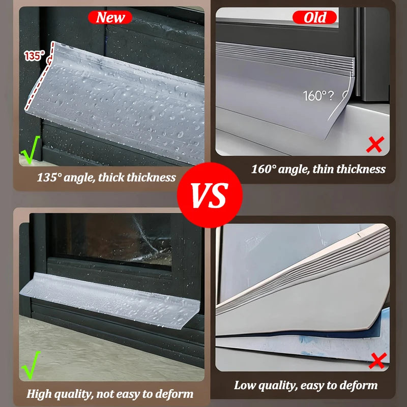 Transparent Waterproof Sealing Strip Window Water Blocking Bar Self Adhesive Door Under Draft Stopper Balcony Water Deflector