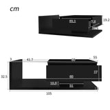 Rosahqnda coffee table side tables coffee table tables with glass and LED effect, high gloss white