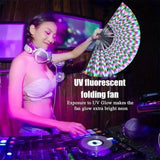 Folding Fan Bright Color Rainbow Starry Sky Color Glow In The Dark Festival Performance Party Supplies Hand Fan Xmas Dance Fan