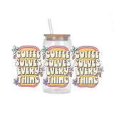 Coffee vibe Series easy peel waterproof DIY decoration decals 3D transfers uvdtf crystal sticker 16oz uv dtf cup wraps