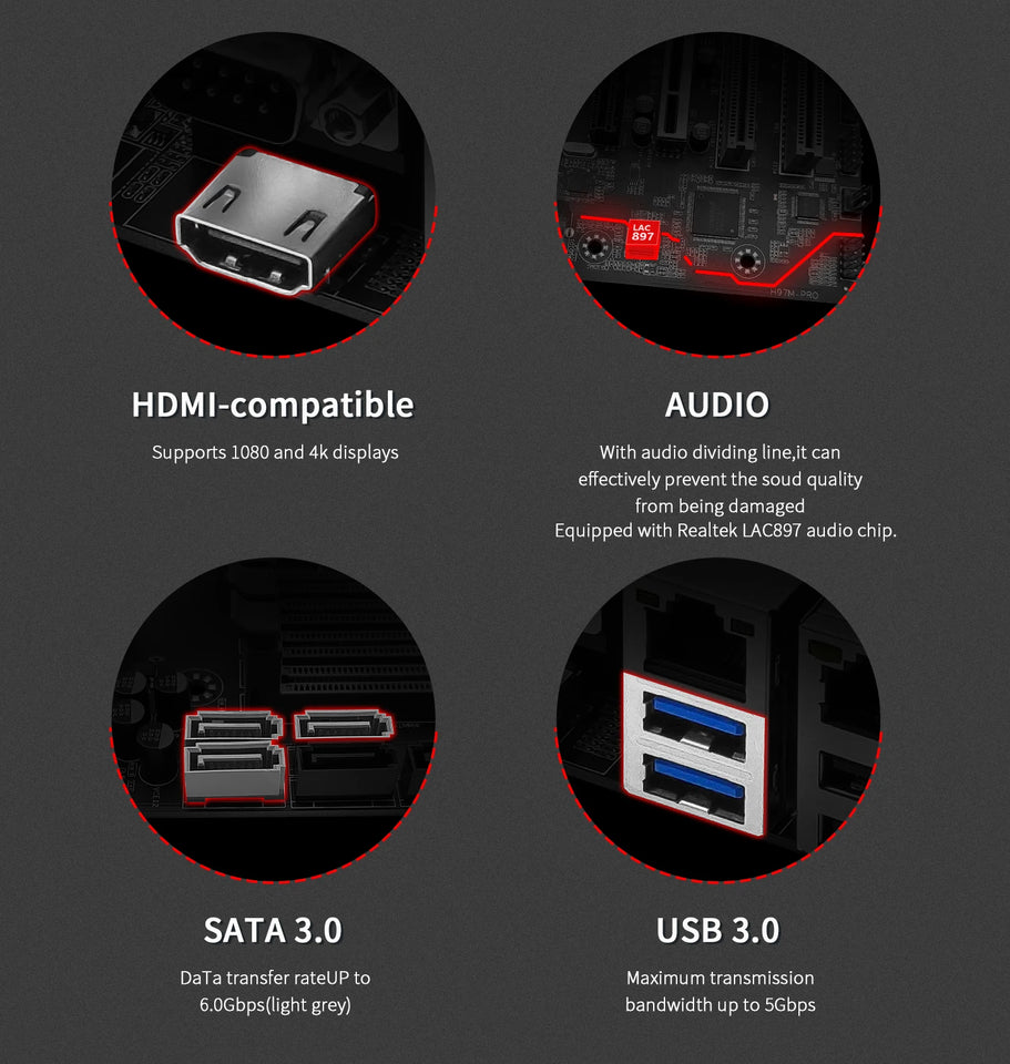 MACHINIST H97M PRO Motherboard Support  LGA 1150 Intel Core I3 I5 I7 E3 CPU DDR3 RAM SATA3.0 USB3.0 NVME NGFF M.2 M-ATX