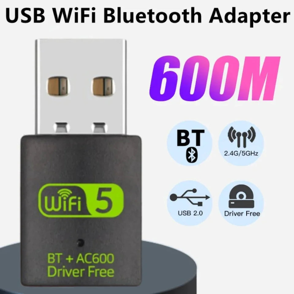 600Mbps USB WiFi Bluetooth Adapter 2 in 1 Dongle Dual Band 2.4G&5GHz USB WiFi 5 Network Wireless Bluetooth Adapter WiFi Receiver