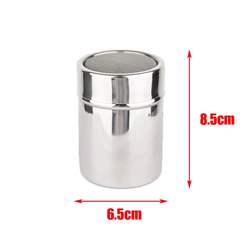 1pc Stainless Steel Chocolate Shaker Cocoa Flour Coffee Sifter Or 16Pcs Coffee Stencils Template Strew Pad Duster Spray Tools