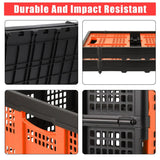 55L Heavy-Duty Collapsible Plastic Crate Foldable Storage Basket with Side Handles, Stackable Design for Food Drinks Books Tools