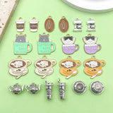 10/20pcs Coffee Charms Alloy Coffee Cup, Coffee Bean Design Pendants for DIY Bracelet Necklace Jewelry Making Accessories