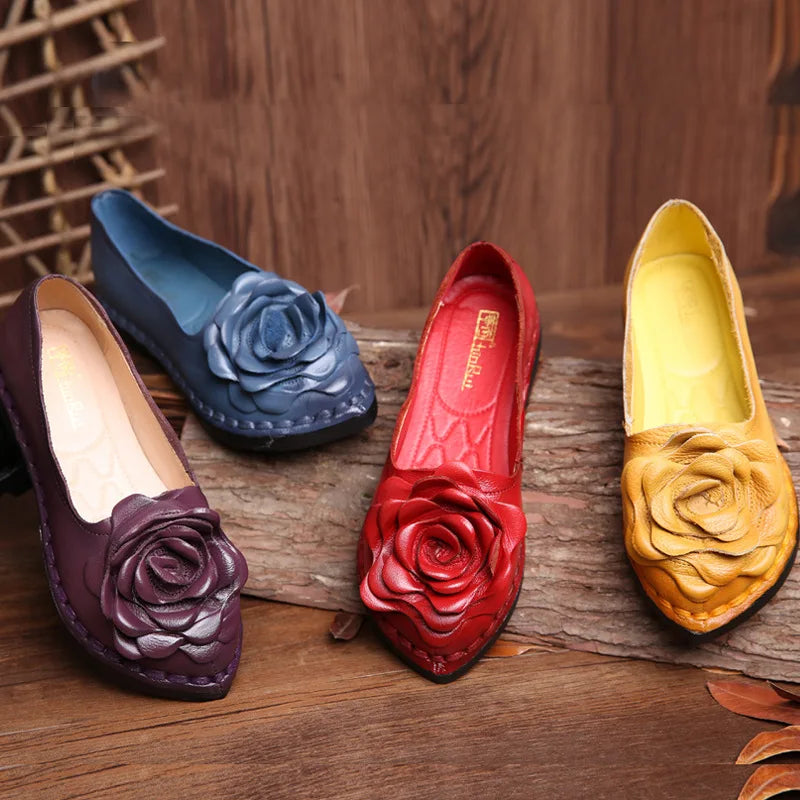 Xiuteng 2022 Shoe For Women Handmade Shoes Genuine Leather Soft Safe Flats Autumn Driving Shoes Pointed Toe Women Flats 5 Color