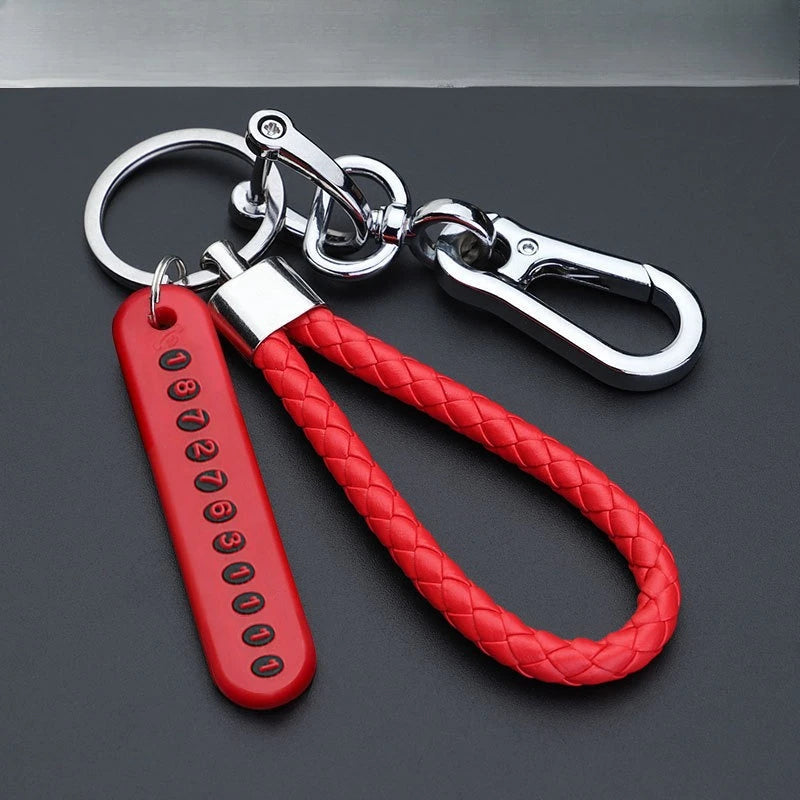 Mobile Phone Number Plate Woven Rope Car Key Anti-loss Phone DIY Pendant Men's and Women's 8-shaped Key Chain Key Chain