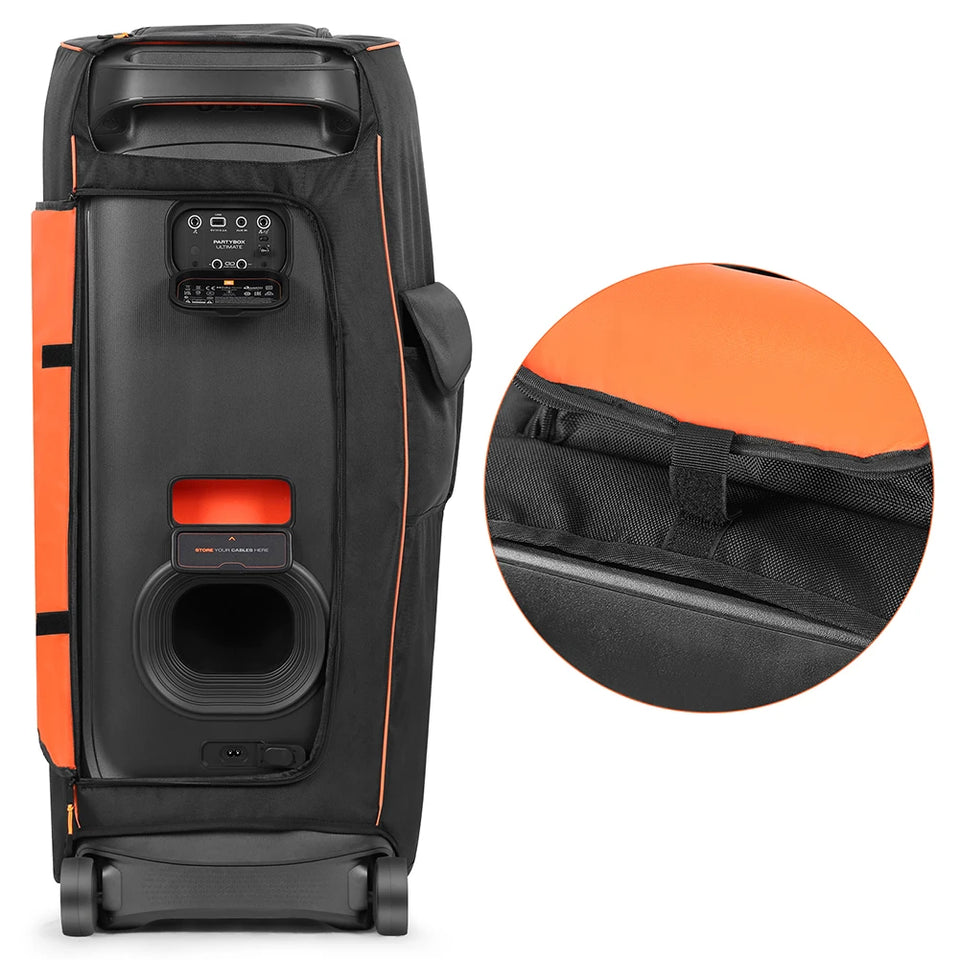 Dust Case Waterproof Speaker Case Slip Sleeve Nylon Fabric Multifunction Bag with Side Storage Pocket for JBL Partybox