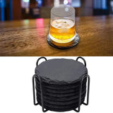 8x Slate Stone Drink Coasters Rustic Tabletop Protection with Holder Cup Coaster for Coffee Table Apartment Home Hotel Bar