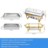 2/4Pack Chafing Dish Set Stainless Steel 316 Gold Rectangular Buffet Warmer for Hotel Catering Parties Weddings Outdoors