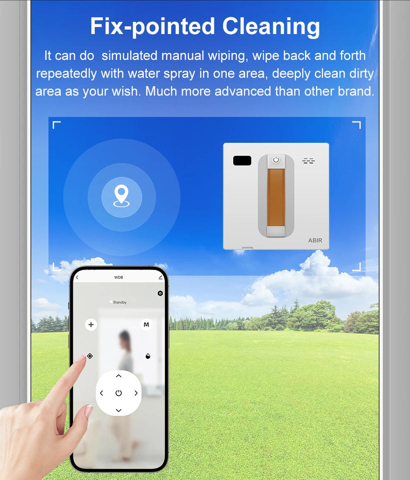 ABIR WD8 Window Cleaning Robot, Dual Ultrasonic Spray, AI intelligent Wipping, Updated Laser,Smart Home Glass Wall Washing