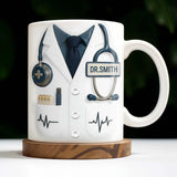 3D Stethoscope & Heartbeat Pattern - Personalized Doctor Name Gift for Medical Professionals,hospital office coffee mug
