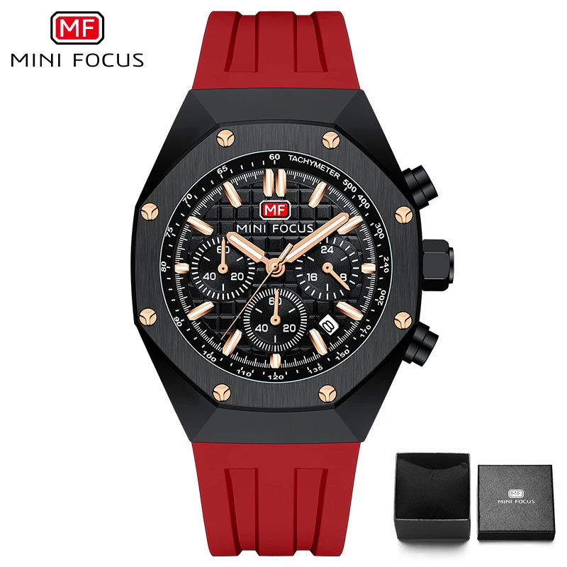 MINI FOCUS Watches Men Blue Silicone Strap Sport Watch Waterproof Luminous Chronograph Quartz Wristwatch часы мужские reloj 0417
