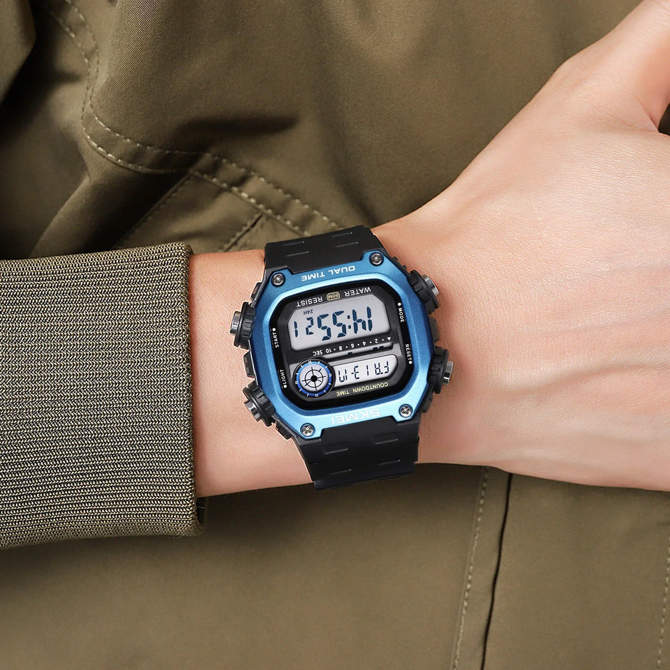 SKMEI 2126 Digital Countdown Sports Watches for Men LED Display Waterproof Stopwatch Mens Wristwatch Alarm Clock montre homme