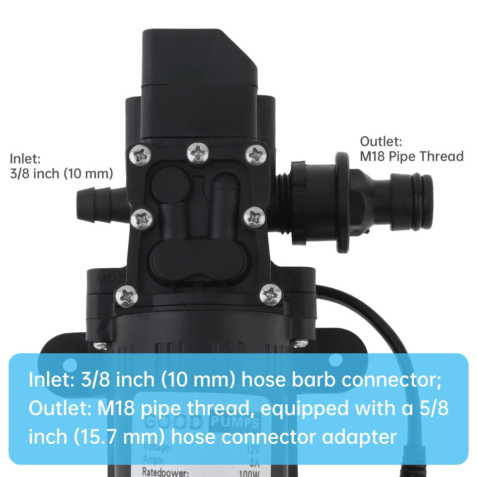 Electric Pressure Washer Pump 100W 160PSI 12V DC Water Transfer Pump Diaphragm Self Priming Sprayer Water Pump for Home / Garden