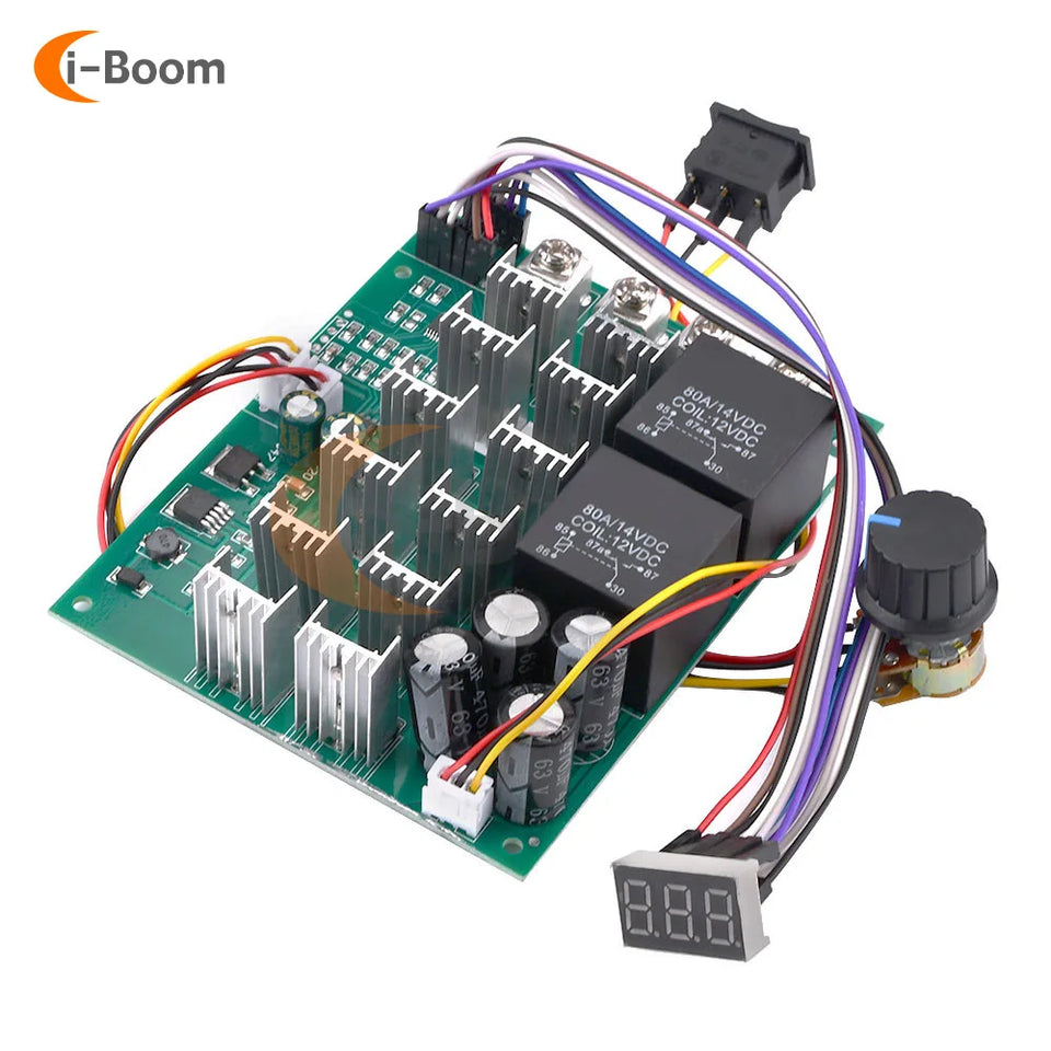 DC10-55V 60A DC Motor Speed Controller With Switch Bidirectional Forward and Reverse Digital Display Motor Speed Control