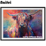 5D DIY Diamond Painting Animal highland Cow Mosaic Painting Full Square/Round Drill Embroidery Cross Stitch 5D Home Decor Gift