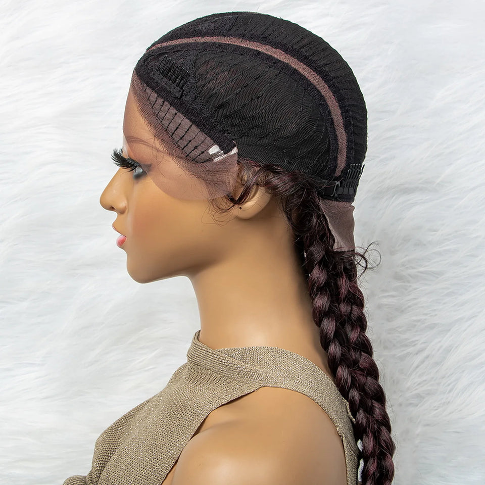 KIMA New Arrival 26 Inches Braided Wigs Synthetic Lace Front Hair Wig With Baby Hair for Black Women