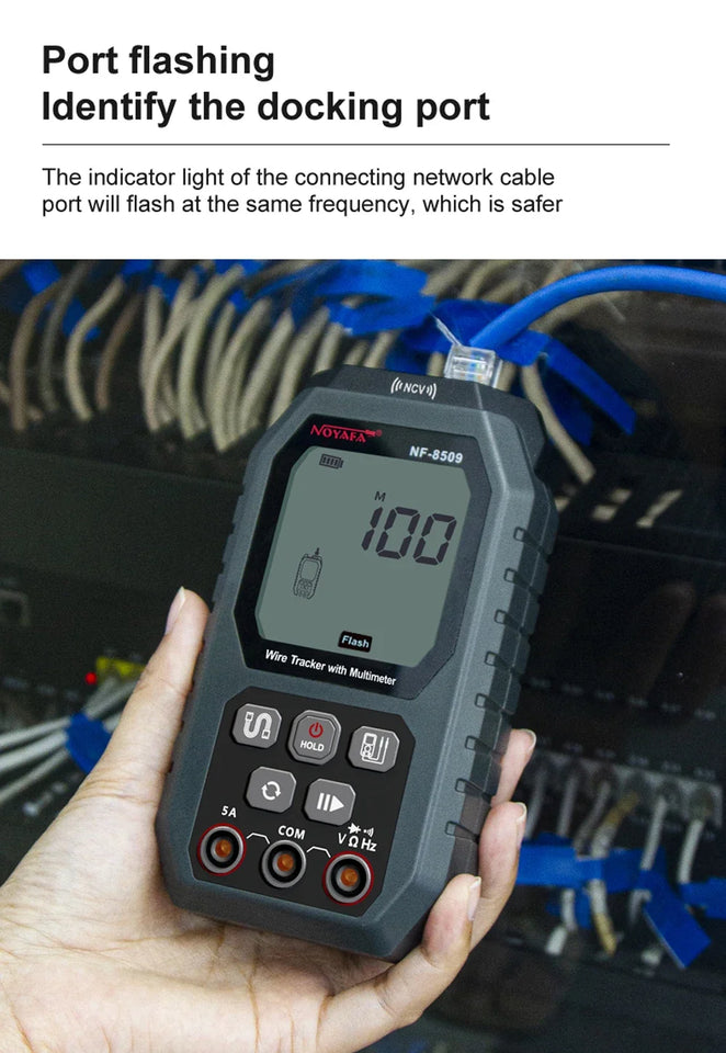 NOYAFA NF-8509 2 in 1 Network Cable Tester Detect Length Digital Multimeter Cable Tracker Cat5 Cat6 PoE Tester Continuity Test