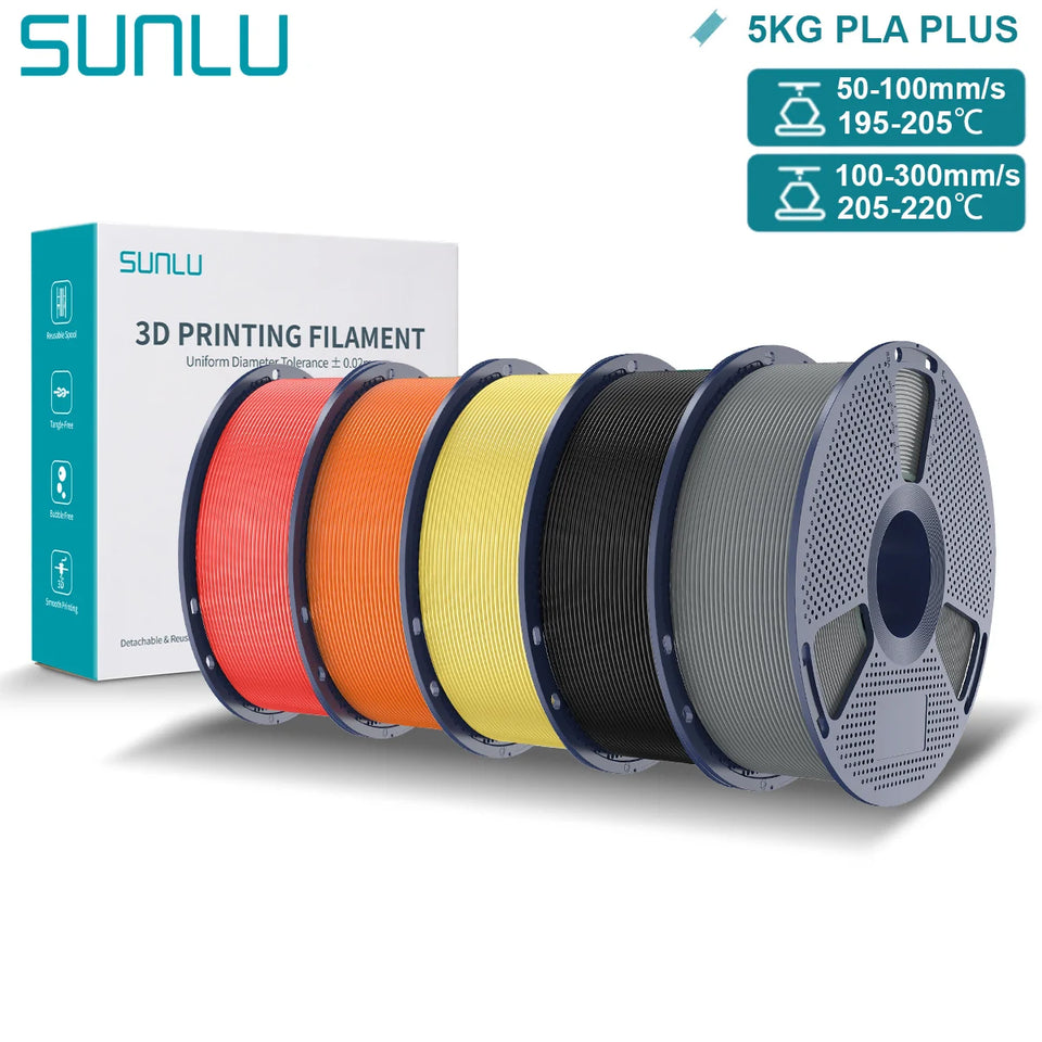 SUNLU Pla Plus 3D Filament 1.75mm Good Toughness Multicolor Neatly Wound PLA+ Filaments for FDM 3D Printing Materials 5KG