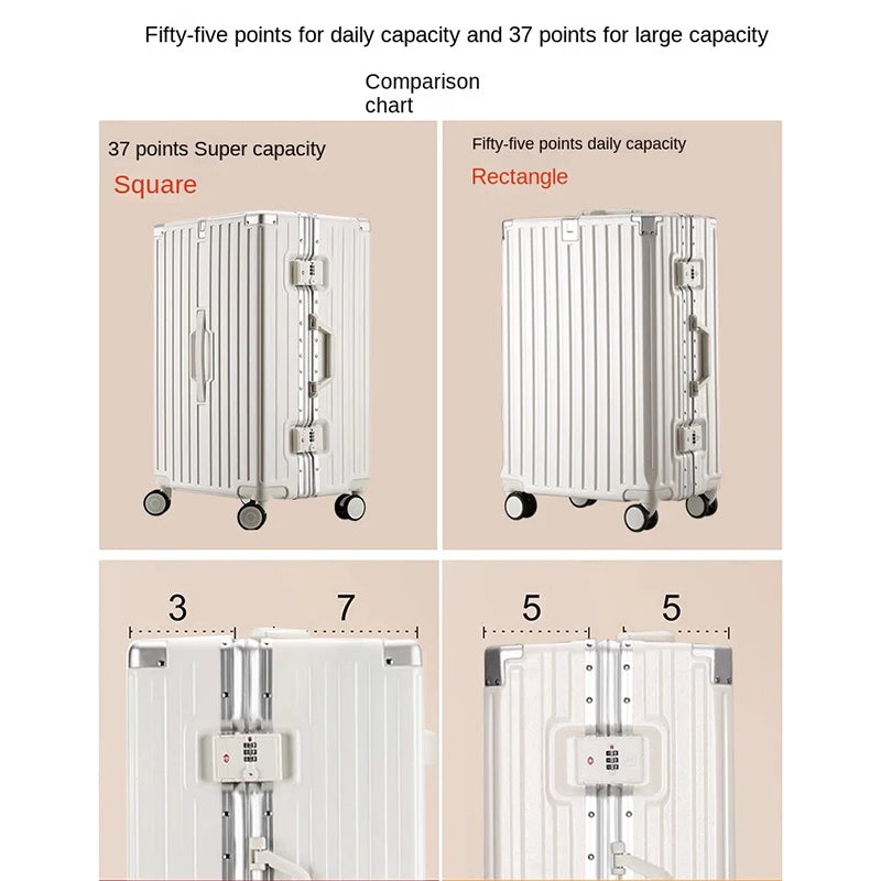 Large Capacity Suitcase 28" 32" Thickened Luggage USB Phone Stand Aluminum Frame Password Trolley Case Travel Wheeled Suitcases