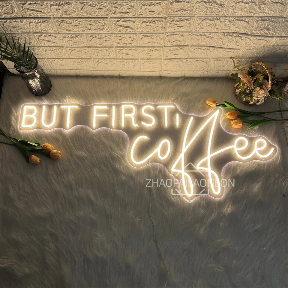 But First Coffee Neon Led Sign Lights Restaurant Cafe Neon Sign Coffee Shop Room Decor Wall Neon Light Sign For Pantry Bar