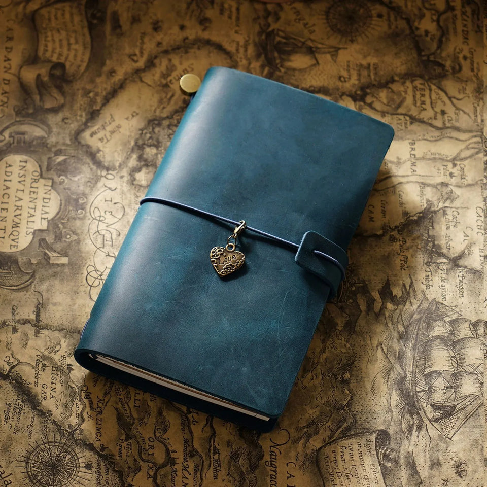 Refillable Leather Travel Notebooks Diary, Retro Handmade Leather Portable Travel Journals Sketchbook for School Office Supplies