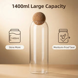 Four size spherical cork transparent glass sealed cans, suitable for storing coffee beans/tea leaves and kitchen storage