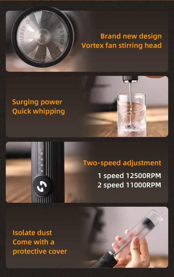2025 New Milk Foamer Bincoo Coffee Frother Rechargeable Handheld Coffee Milk Electric Handle Blender Egg Beater Espresso Tool