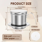 Vietnamese Coffee Filter Stainless Steel Phin Drip Coffee Pot Press Maker with 100pcs Filter Paper for Home Restaurant Travel
