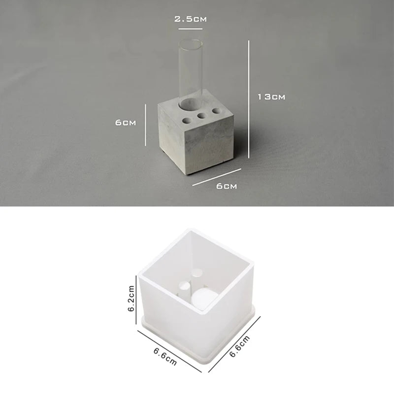Silicone Resin Mold Hydroponic Plant Pot Plaster Molds Flower Arrangement Concrete Mold Desk Organizer Pen Holder Silicone Molds