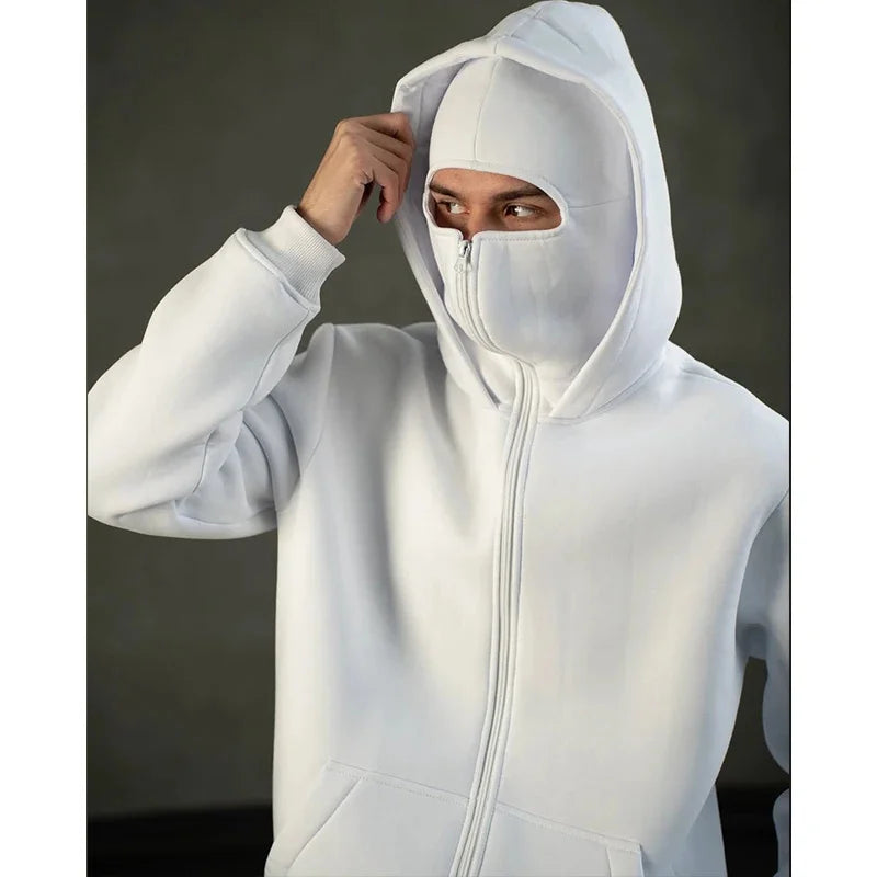2025 Men Balaclava Y2K Gothic Harajuku Winter New Item Double Hooded Sweatshirt Autumn Men's Hooded Mask Zipper Sportswear Women