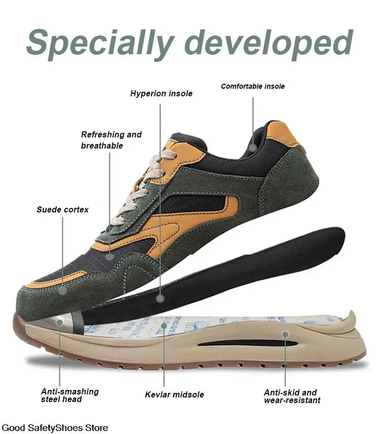 Lightweight Work Shoes Men Women Work Sneakers Boots Puncture-Proof Indestructible Shoes Breathable Steel Toe Safety Shoes Men