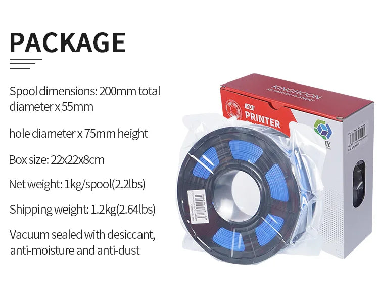 KINGROON 5KG PLA TPU PETG Filament Mix color 1.75mm 3D Printer Plastic No Bubble Spool 3D Printing Materials Wholesales