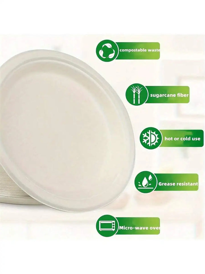 Commercial Bulk Dinner Plates, Thick & Leak Resistant. 50 Pcs, 9 Inch/23cm, Cost Effective
