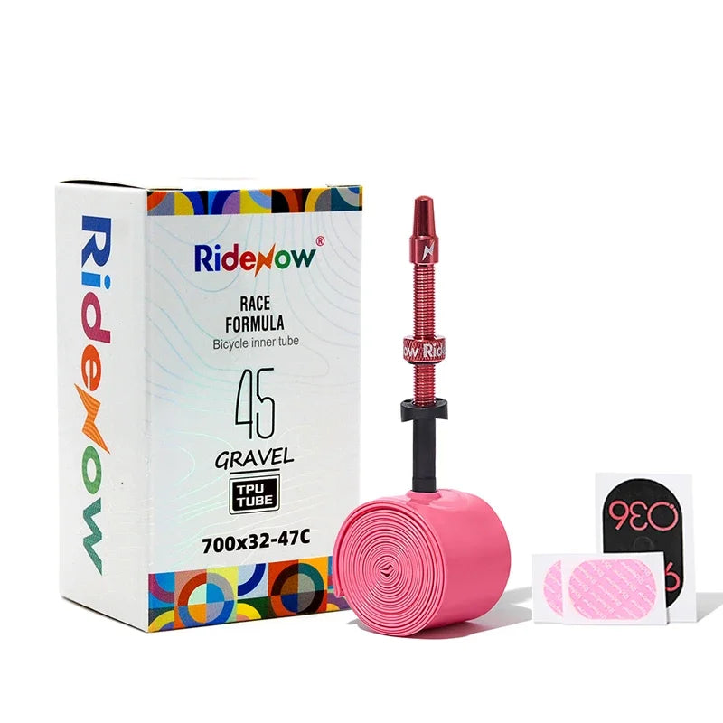 RideNow Metal Nozzle Tpu Inner Tube Removable Valve Cores External Thread Tube 700Cx18-32C/32-47C Road Bike &Gravel Presta Valve