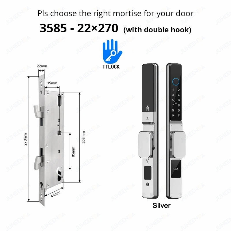 TTLock APP Waterproof Fingerprint Password Smart Lock For Outdoor Pull Push Sliding Aluminum Door 2885/ 3585/ 4585 /6085 Mortise
