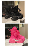 Women Ankle Boots Autumn Chunky Shoes Woman High Platform Breathable Sneakers 7.5CM Thick Sole Wedges Motorcycles Boots Winter