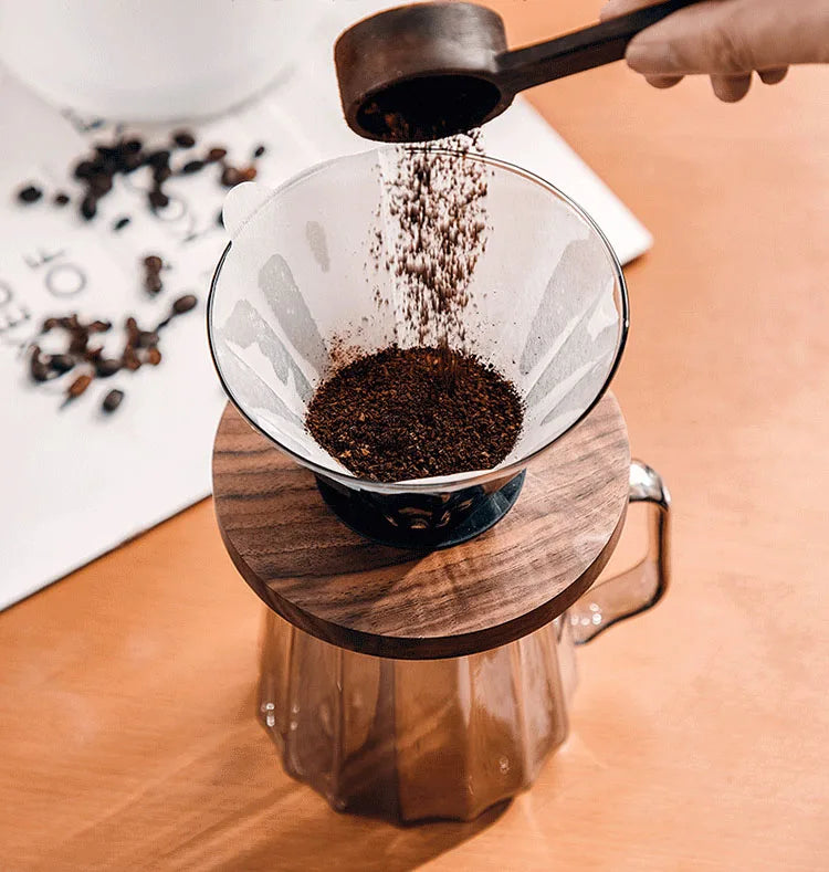 Household Coffee Maker Advanced Grey Glass Hand-brewed Coffee Drip Filter Cup Wood Pallet Sharing Pot Coffeeware Accessories