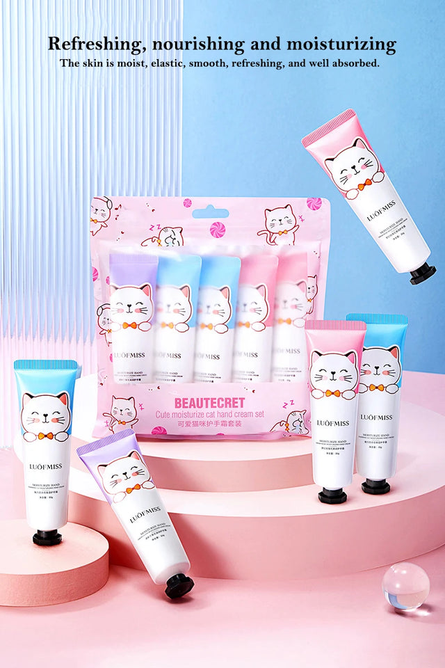 5pcs Plant Fruit Fragrance Hand Cream Sets Moisturizing Handcream Set Hand Care Nourishing Anti Chap Skin Care for Foot