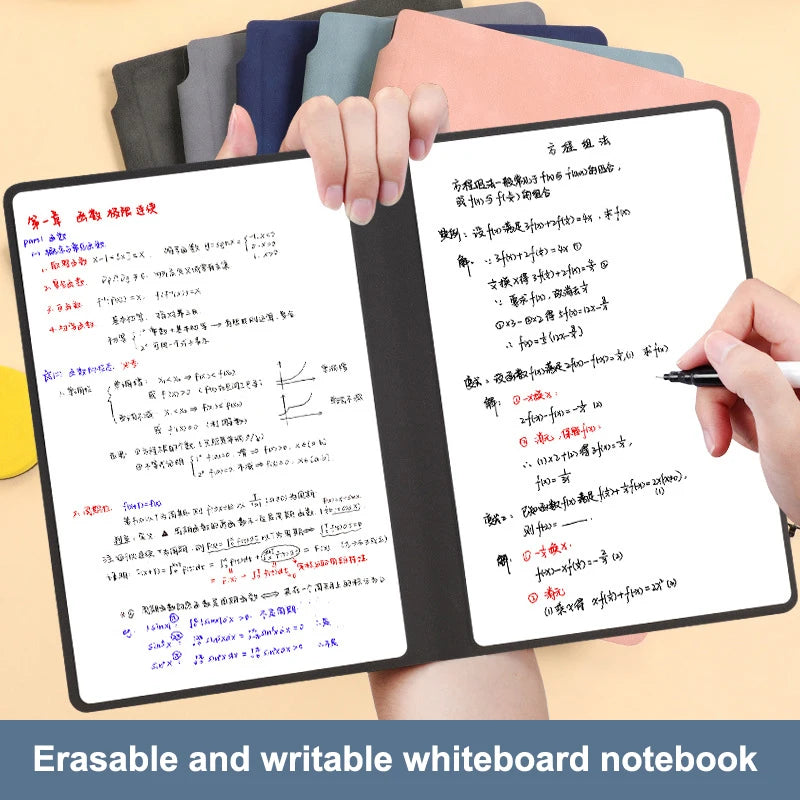1Pc Reusable Erasable Whiteboard Notebook Leather Portable Drafting Notebook Writing Board Desktop Memo Pad