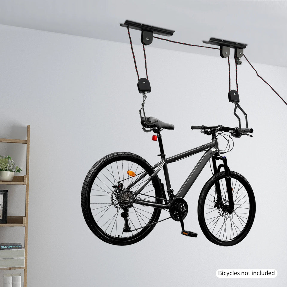 Bike Hoist for Garage Ceiling Mount Pulley System Bike Storage Set Of Bike Hangers for Garage Storage 60kg Load