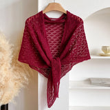 Korean Hollow Out Knitted Shawl Summer Air Conditioning Fake Collar Neck Guard Knit Thin Knotted Cape Shoulder Scarf For Women