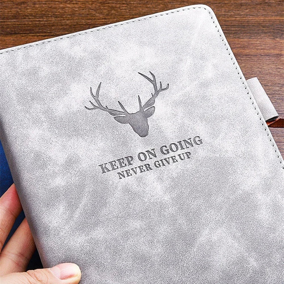 A5 Notebook Student Planning Efficiency Book Business Office Work Conference Notepad 360 Pages 100GSM Font Leather Cover