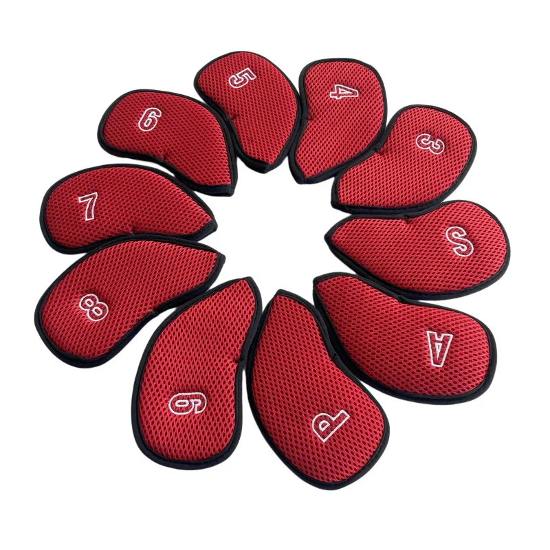 Golf Irons Head Covers 10pcs/set Two Sides Numbers Mesh Golf Iron Headcovers 5 Colours Golf Club Head Cover