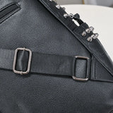 Jierotyx Goth Skull Embossed Backpack for Women Halloween Studded Decor Daypack Punk Style PU Leather Bag Fashion Rivet Travel