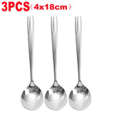 1/5PCS Round Head Soup Spoon Stainless Steel Long Handle Stirring Spoon Portable Dessert Coffee Scoop Home Kitchen Tableware